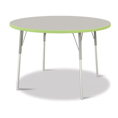 Jonti-Craft Berries Round Activity Table, 48 in. Diameter, A-height, Freckled Gray/Key Lime/Gray 6433JCA130